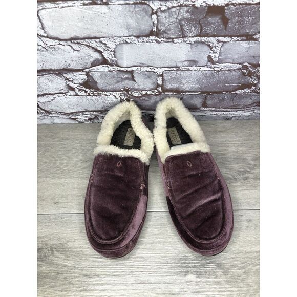 OluKai Ku'una Lanui Red Ginger Velvet Sheep Fur Slippers Women’s Sz 10M US/40EU - Picture 2 of 16